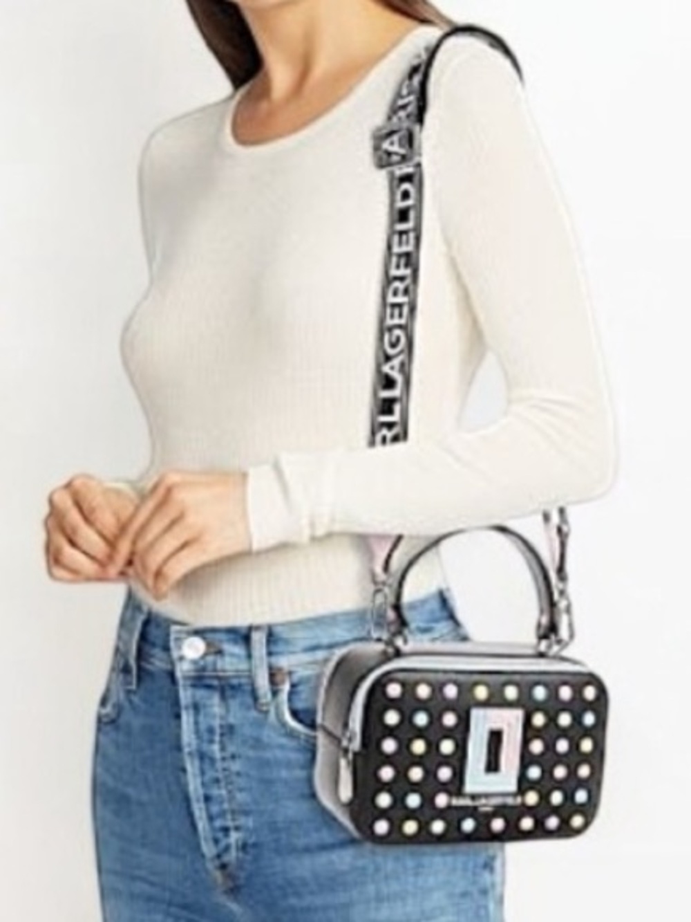 Karl Lagerfeld Simone Pastel Studded Camera Crossbody Bag NWT